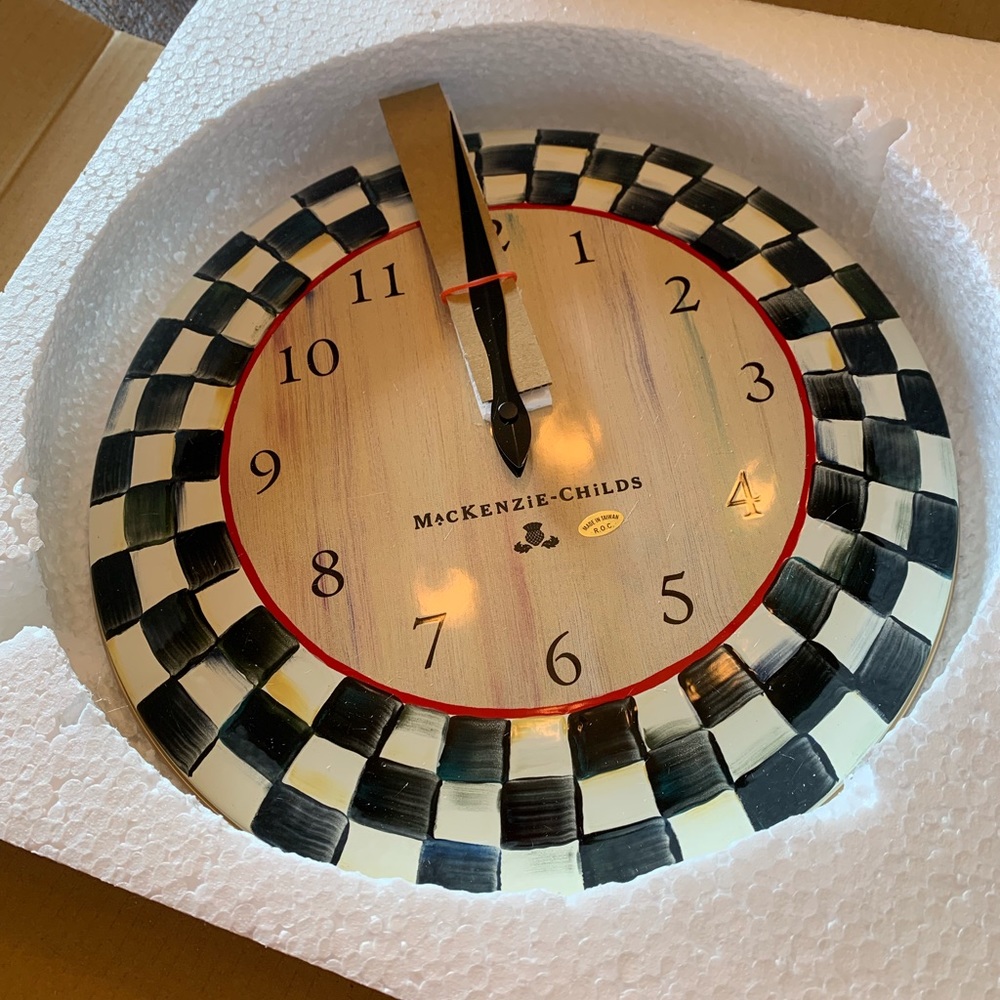 **Last One** Mackenzie-Childs Courtly Check Clock - Picture 3 of 4